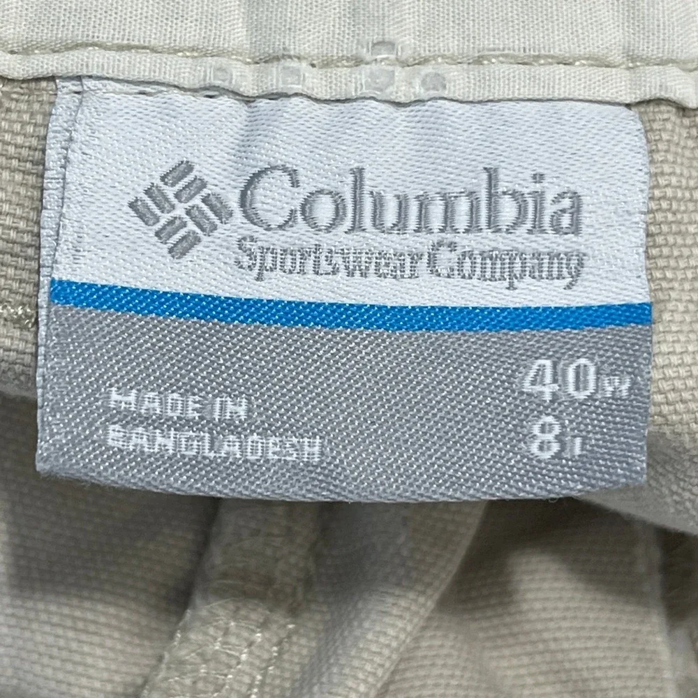 Columbia Canvas Khaki‎ Chino Utility Cargo Fishing Hiking Shorts 40 8L Mens
